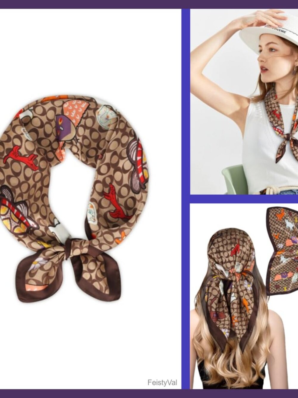 Silk Satin Head Scarf 27.5x27.5 Hair Bandana Neck Wrap Women